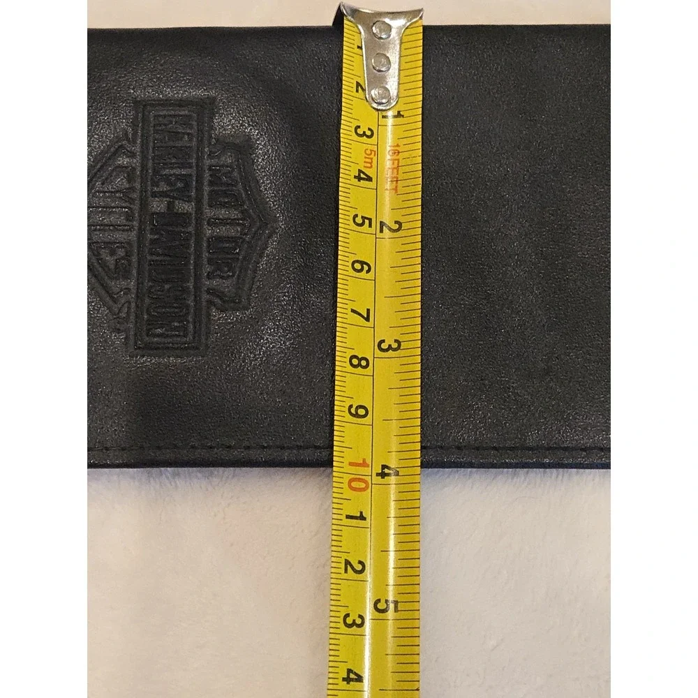 Harley Davidson Leather Flat Wallet Black Card Checkbook Holder Gift Passport